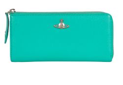 Vivienne Westwood Orb Logo Long Wallet,Leather, Turquoise, 2*